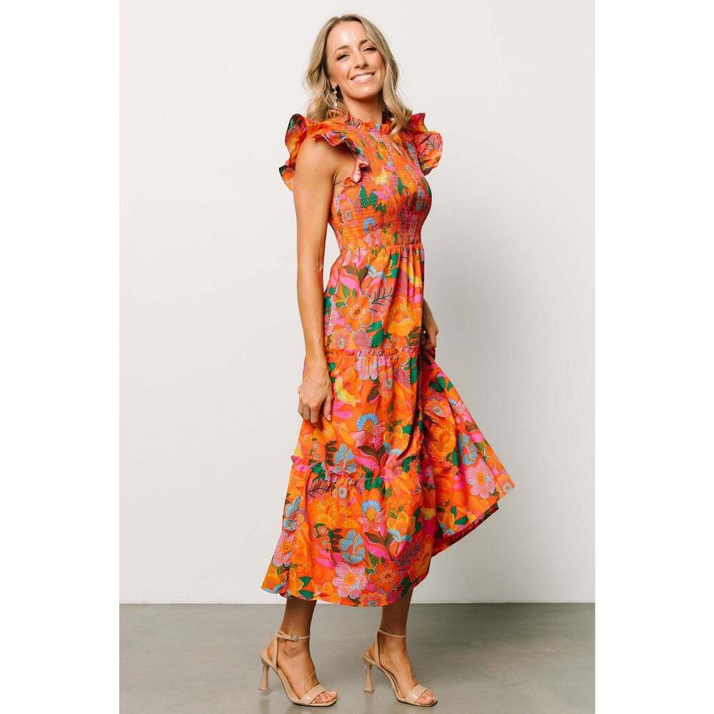 Baltic Born - Emily Smocked Tier Dress | Orange Floral Size - 2XL - Picture 2 of 6